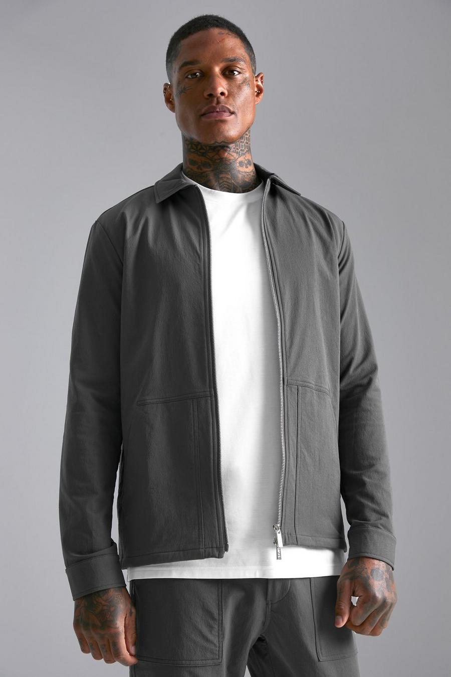 Charcoal grau Nylon Technical Jacket