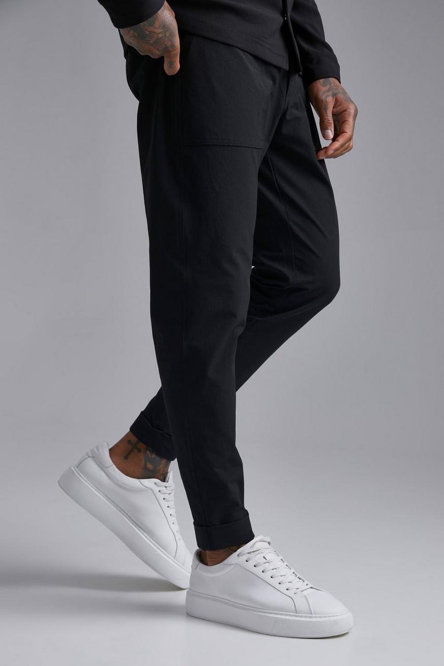 שחור מכנסי ניילון בסגנון טכני image number 1