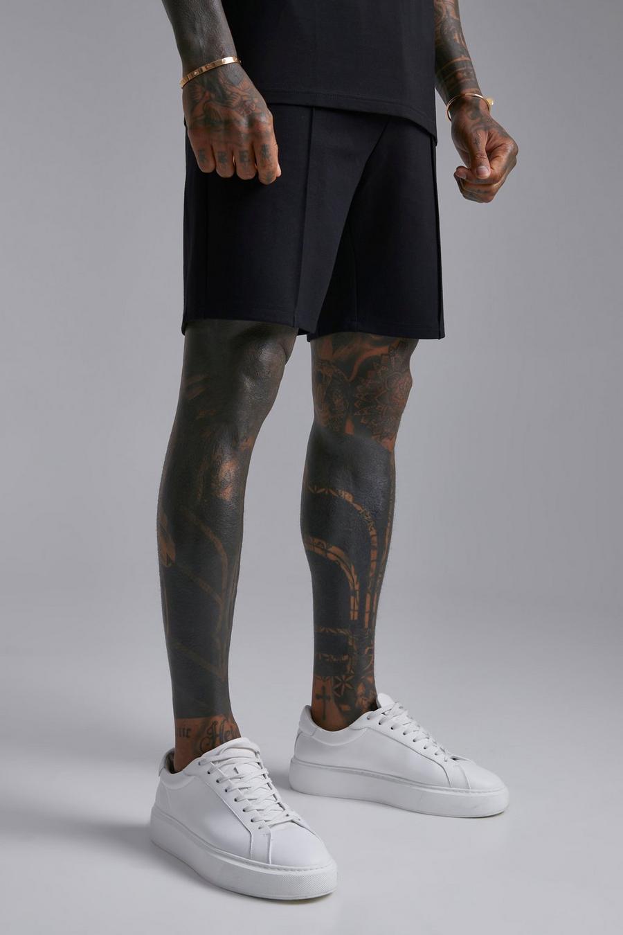 Black Slim Fit Mid Length Luxe Shorts