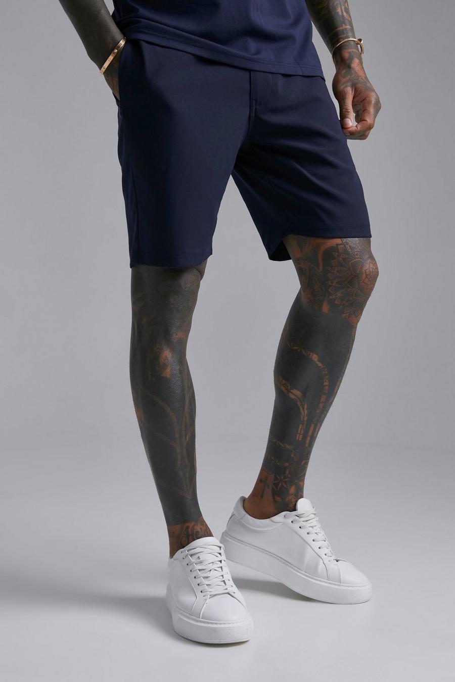 Navy Tailored Shorts image number 1