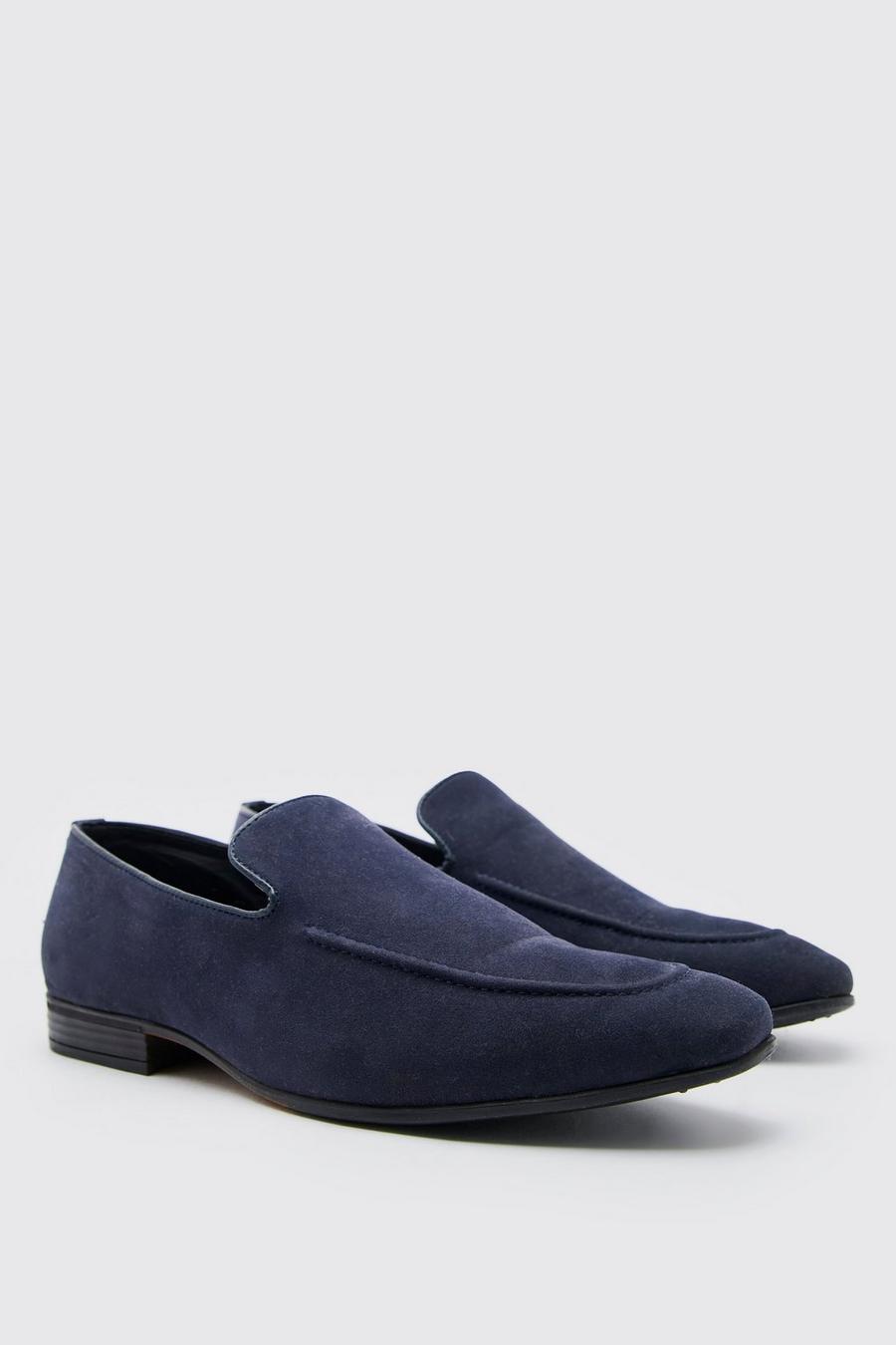 Navy azul marino Faux Suede Loafer