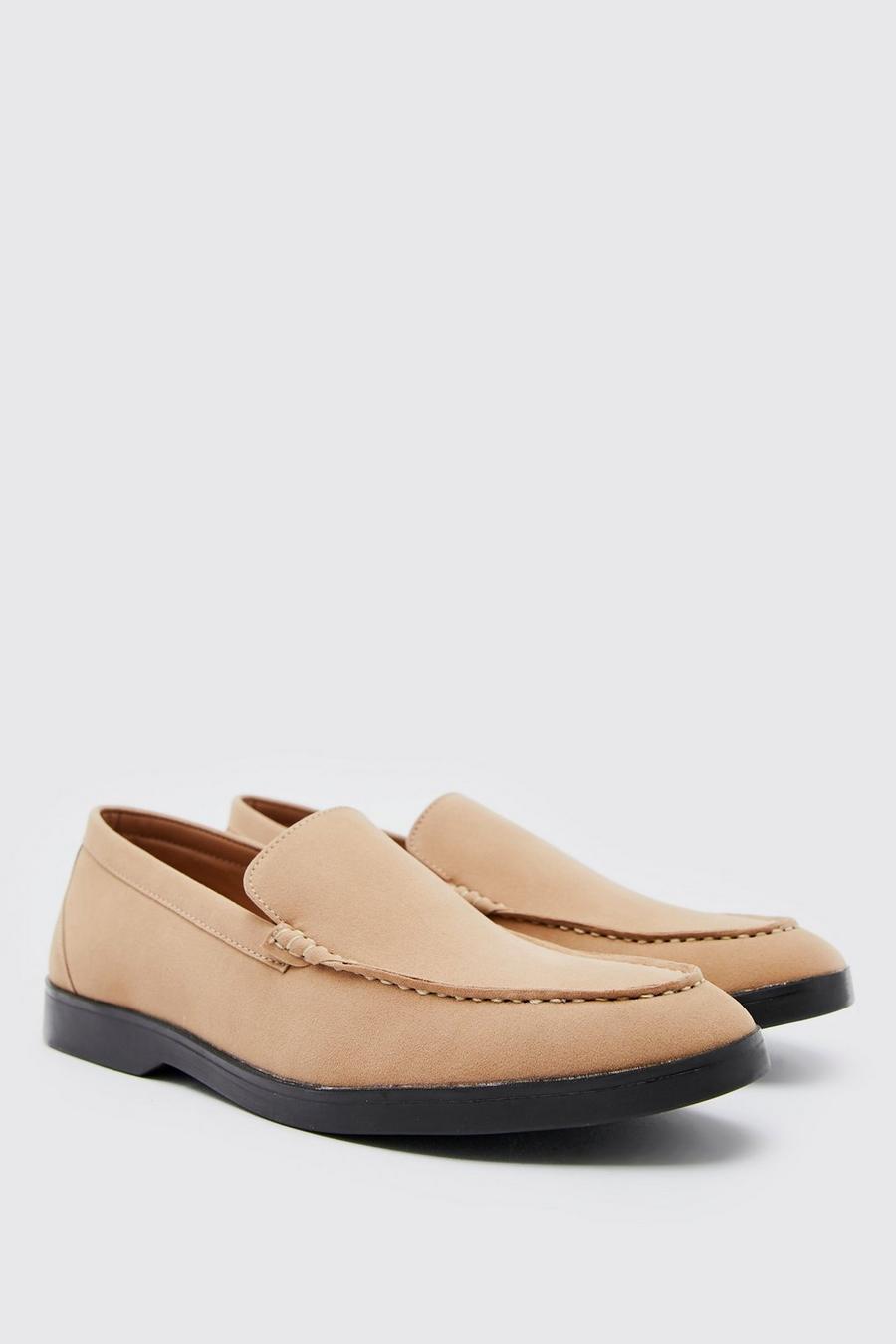 Stone beis Faux Suede Slip On Loafer