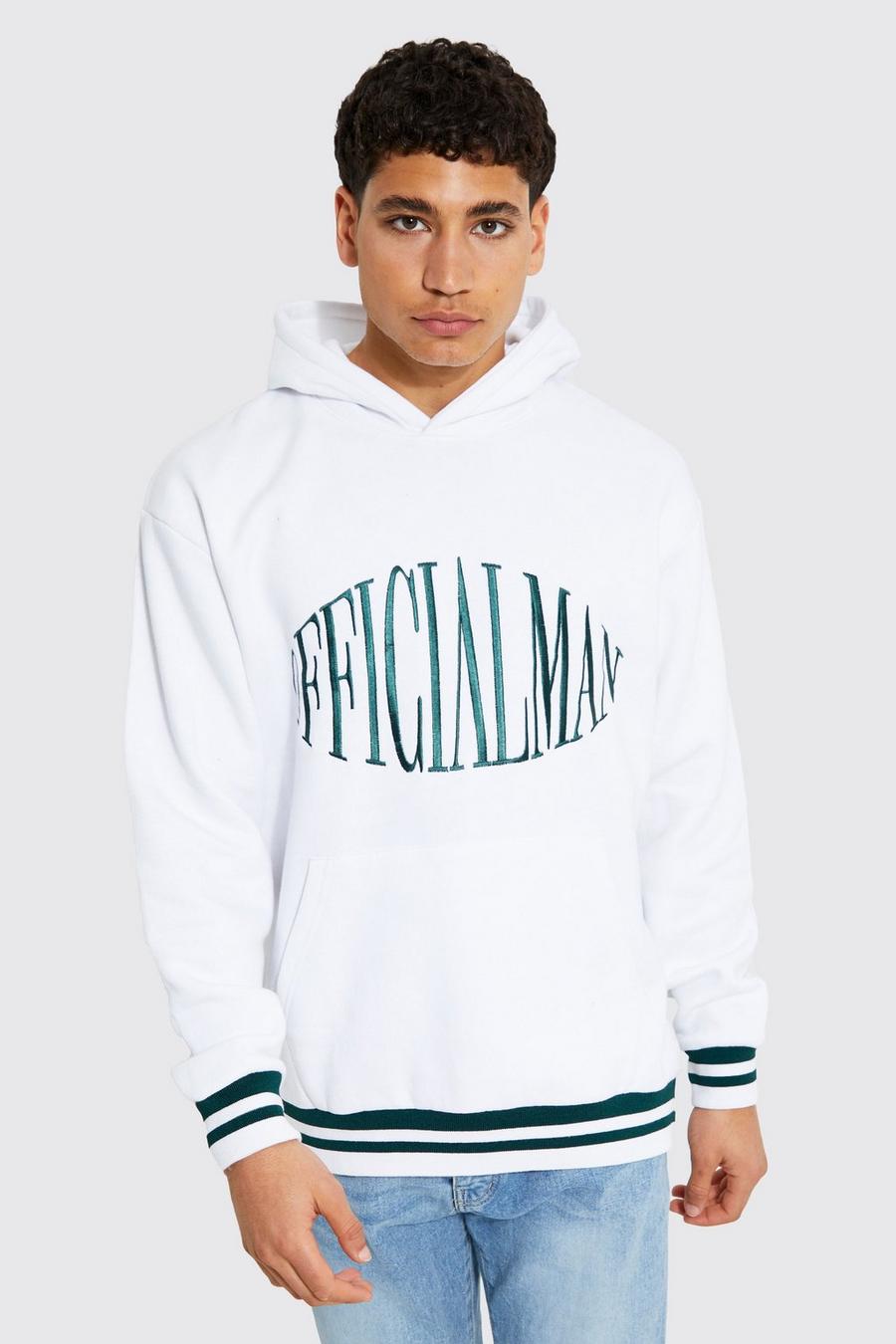 White Oversized Official Man Sports Rib Hoodie image number 1
