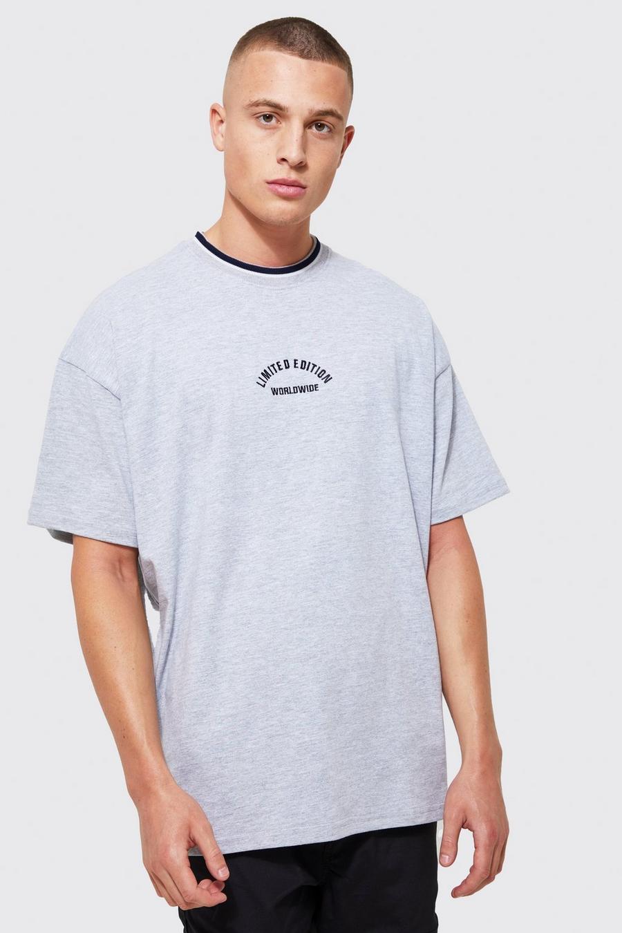 Grey marl Oversized Limited Edition Sports Rib T-shirt