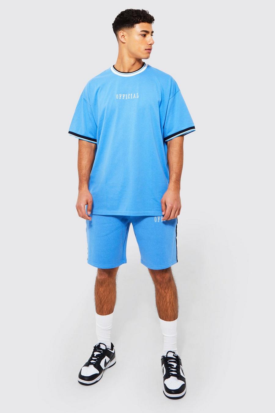 Oversize Official T-Shirt Shorts-Set, Blue blau