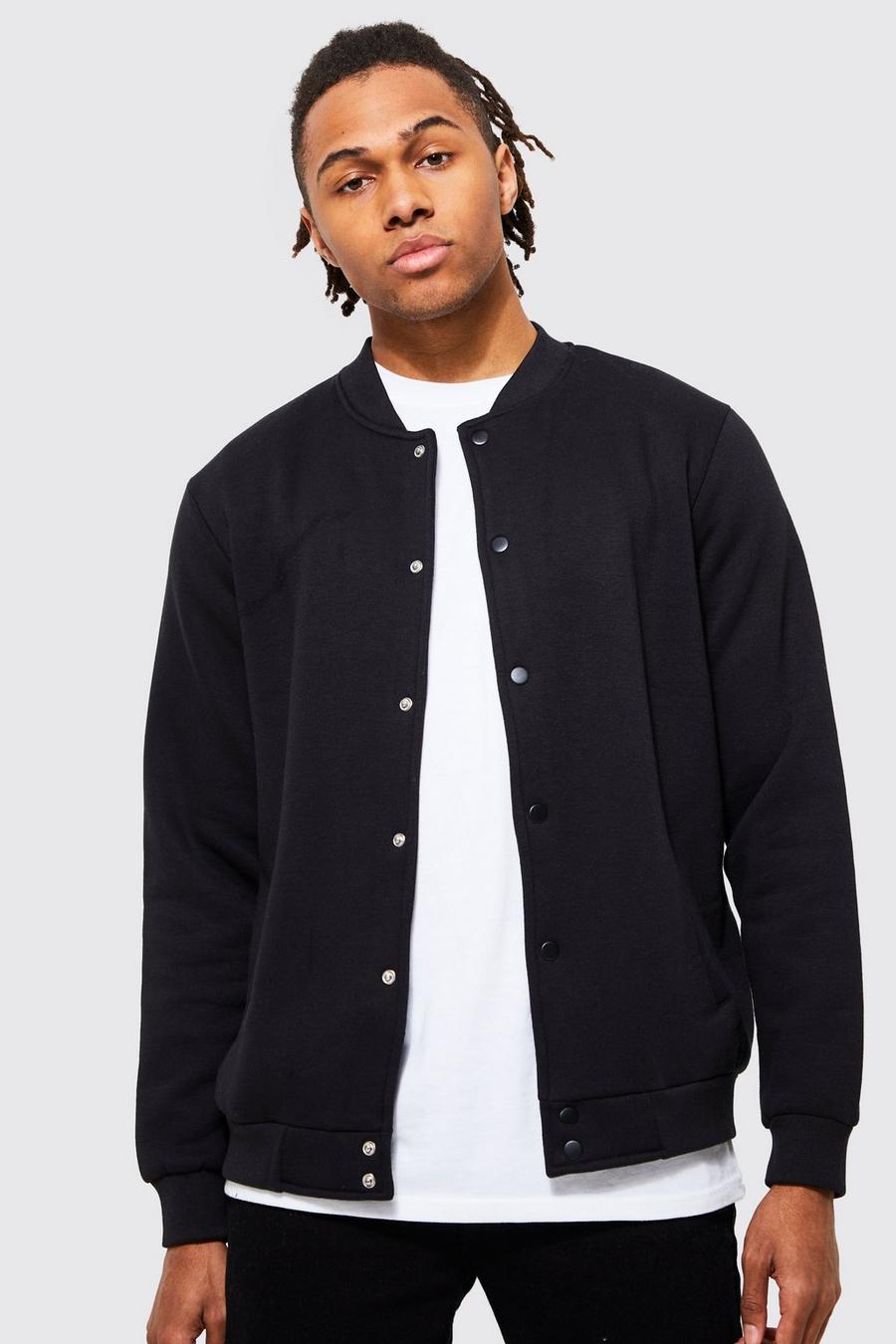 Jersey Basic Bomber With Poppers | boohoo