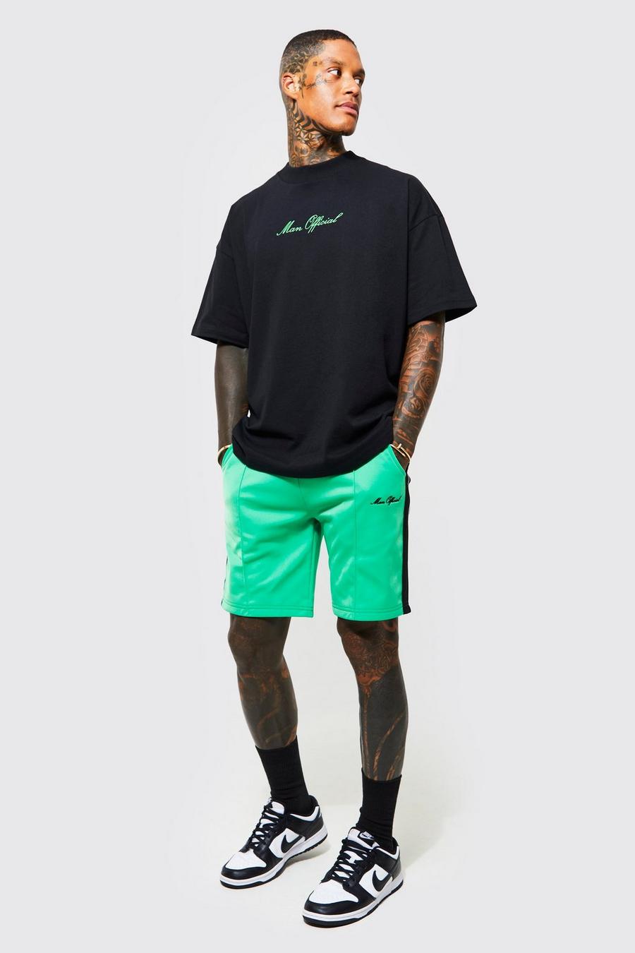Ensemble oversize imprimé avec t-shirt et short, Green vert