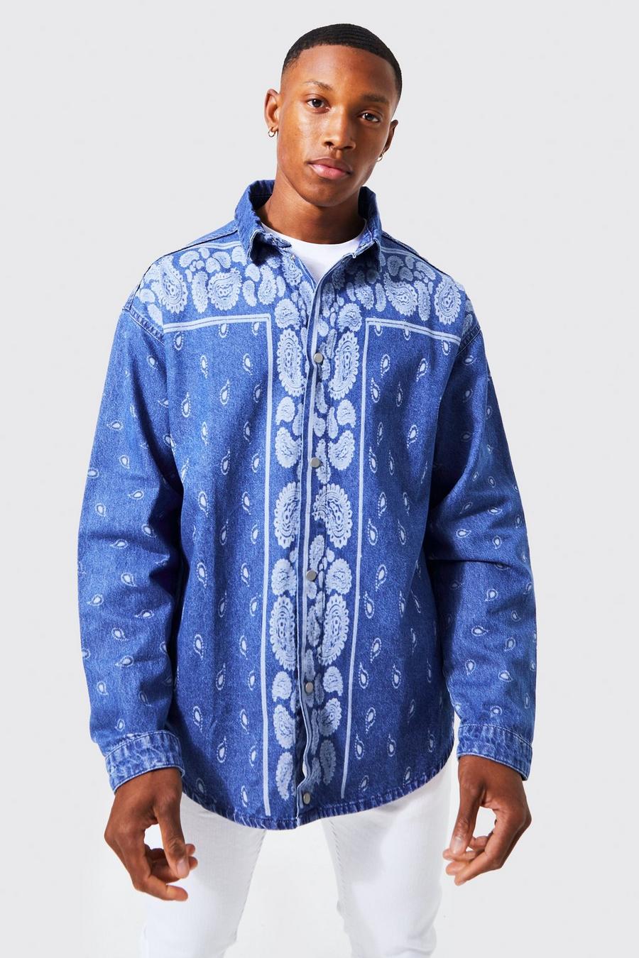 Light blue Denim Paisley Overhemd Met Print image number 1