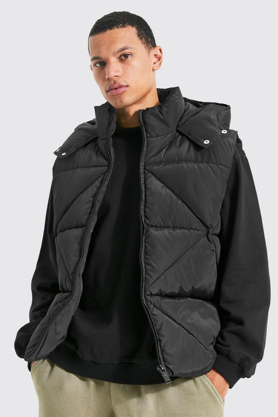 Black Tall Abstract Quilted Gilet image number 1
