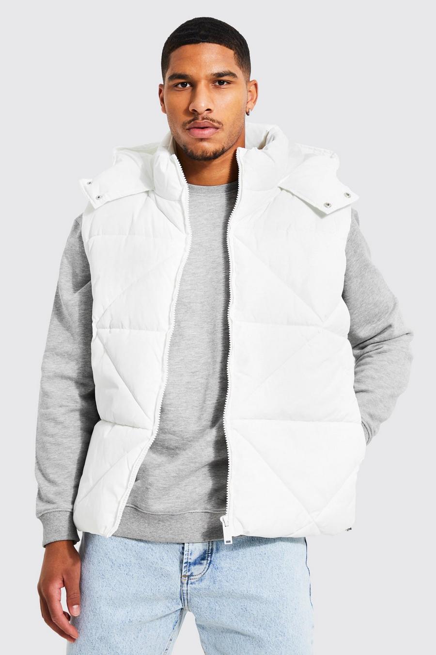 White Tall Abstract Quilted Gilet image number 1