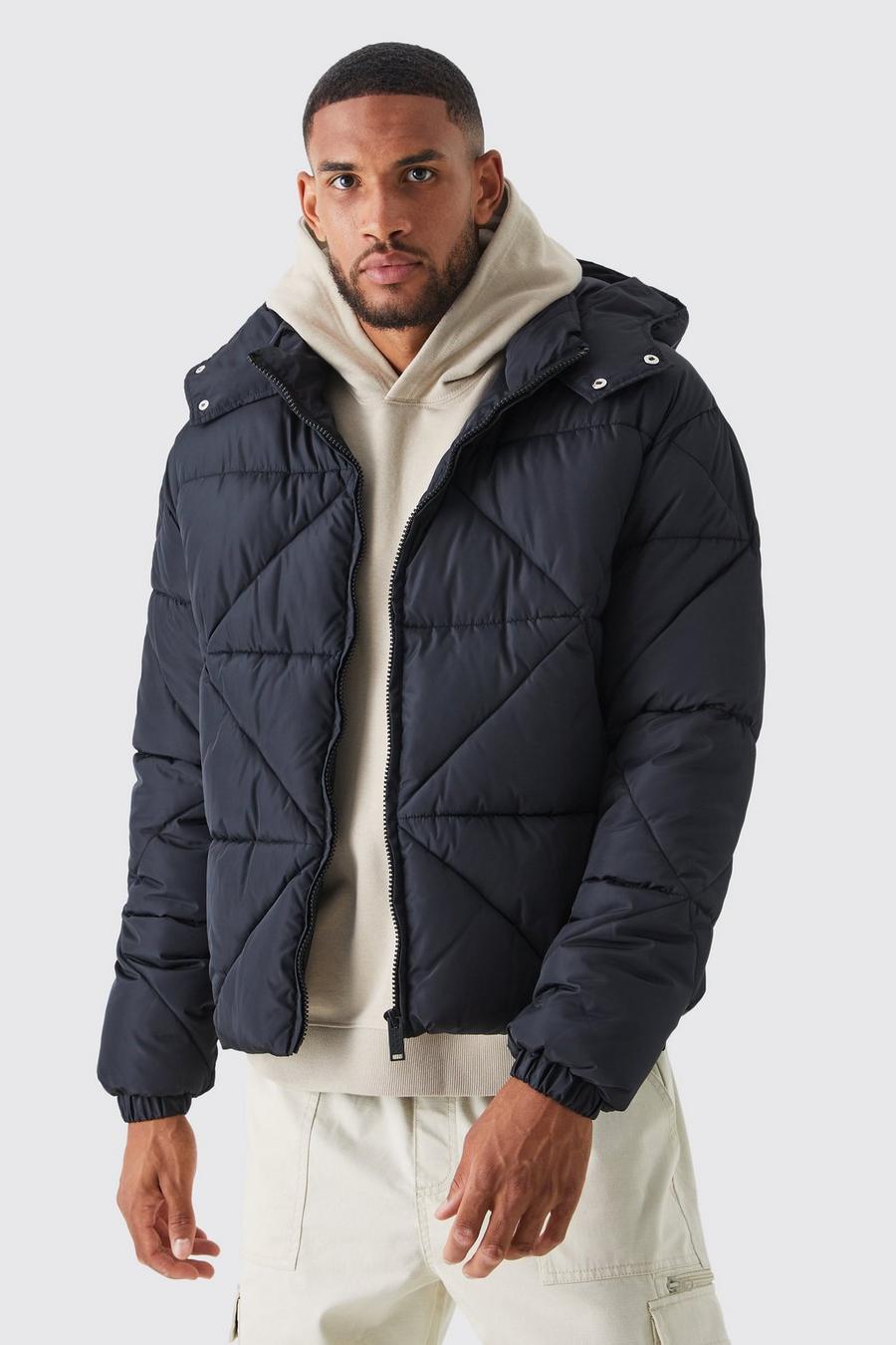 Black svart Tall Abstract Quilted Puffer