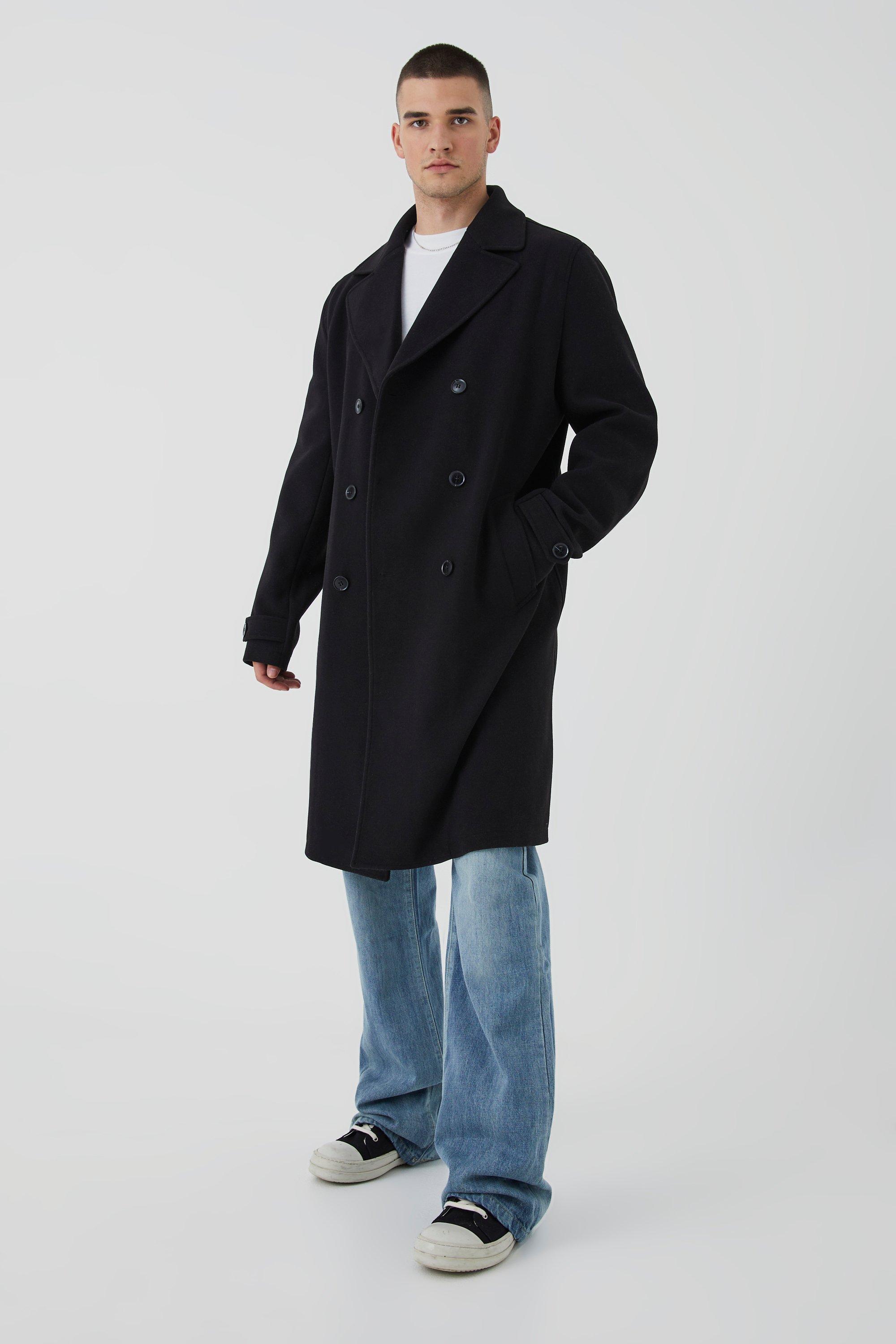 Black Mens Overcoats Mens Long Black Coats boohoo UK