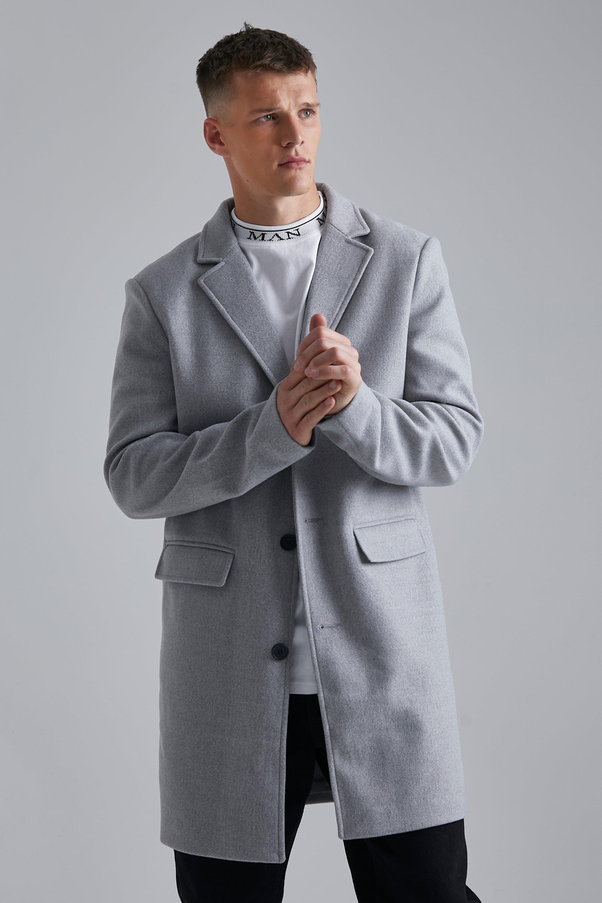 Men's grey 2024 overcoat uk