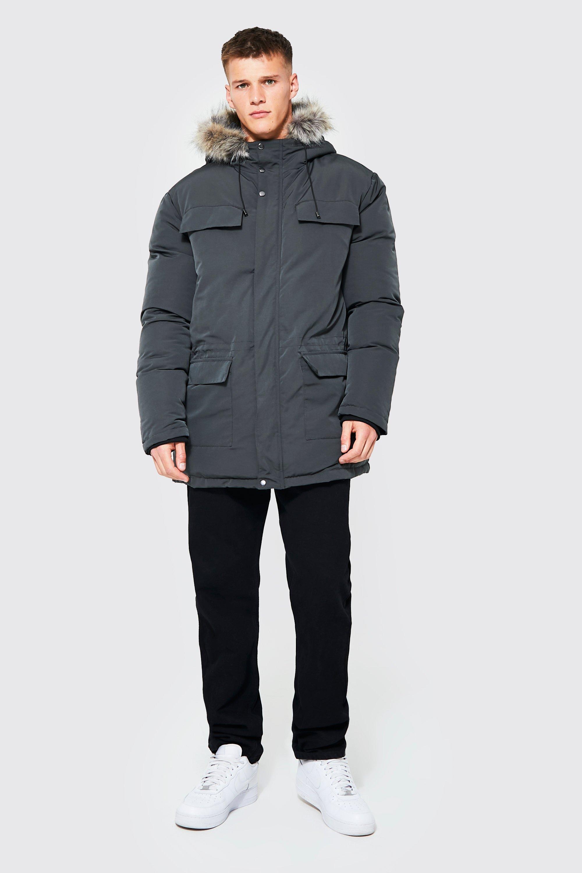 Mens parka coats no fur hotsell