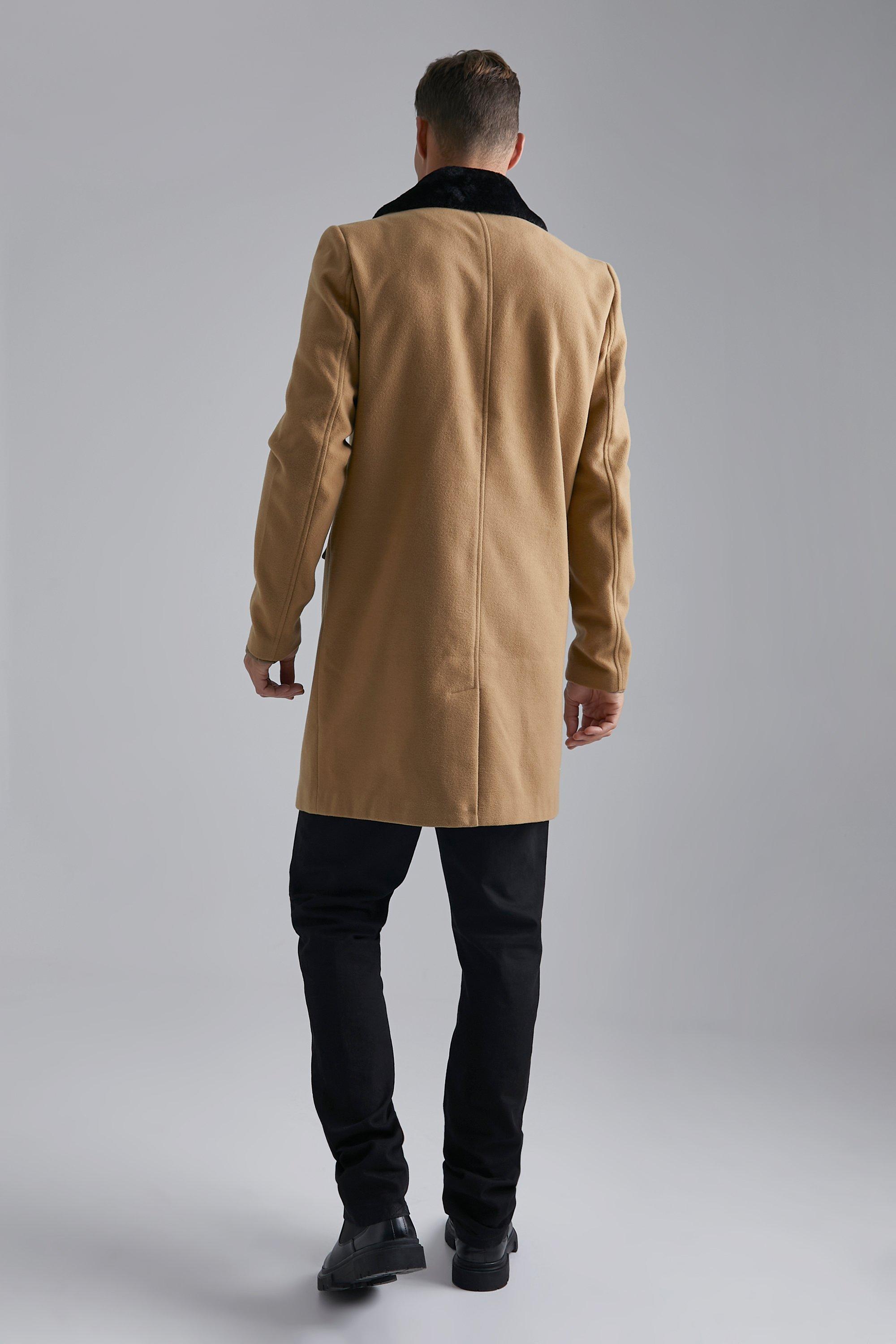 Faux wool outlet overcoat