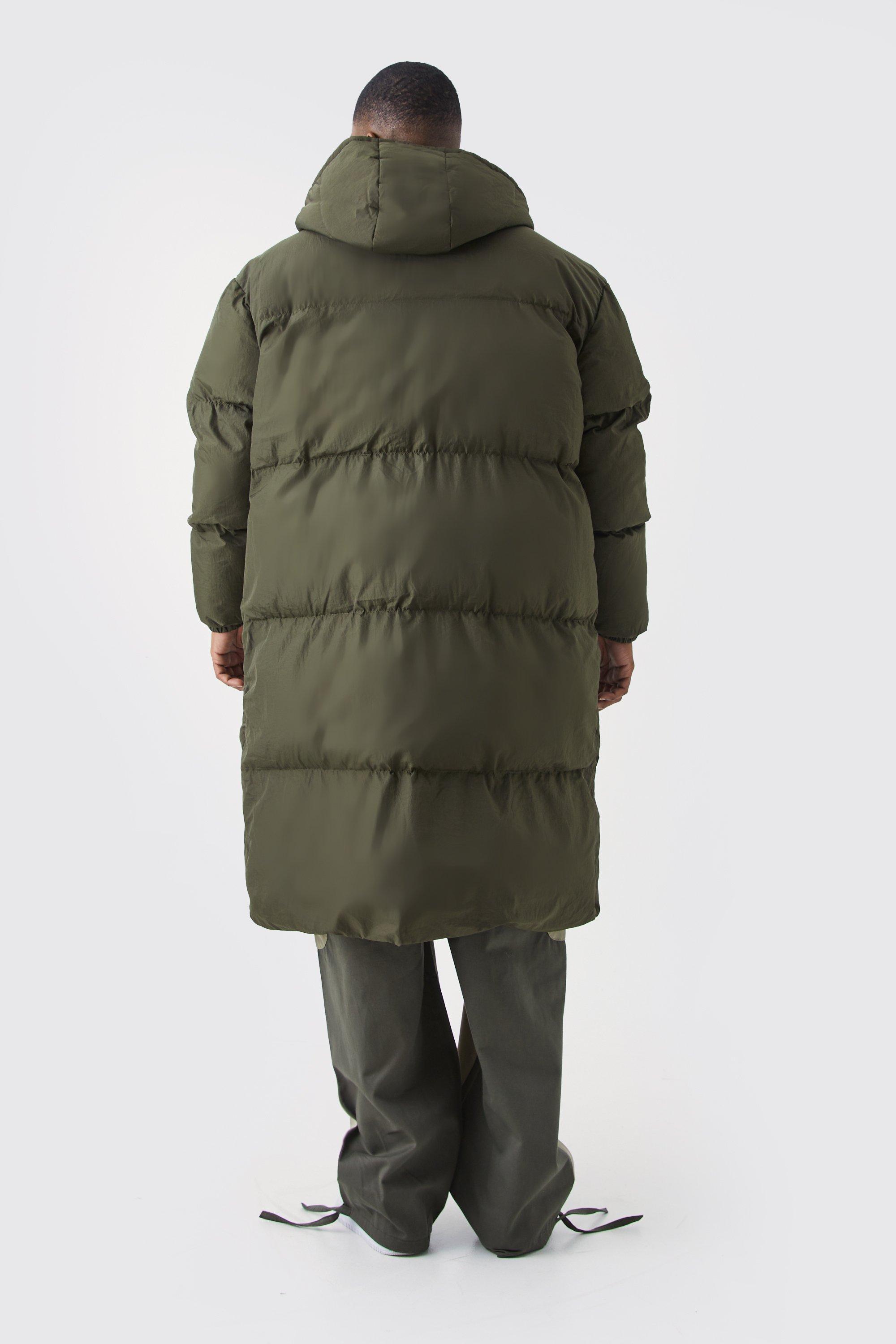 Khaki hooded puffer jacket sale