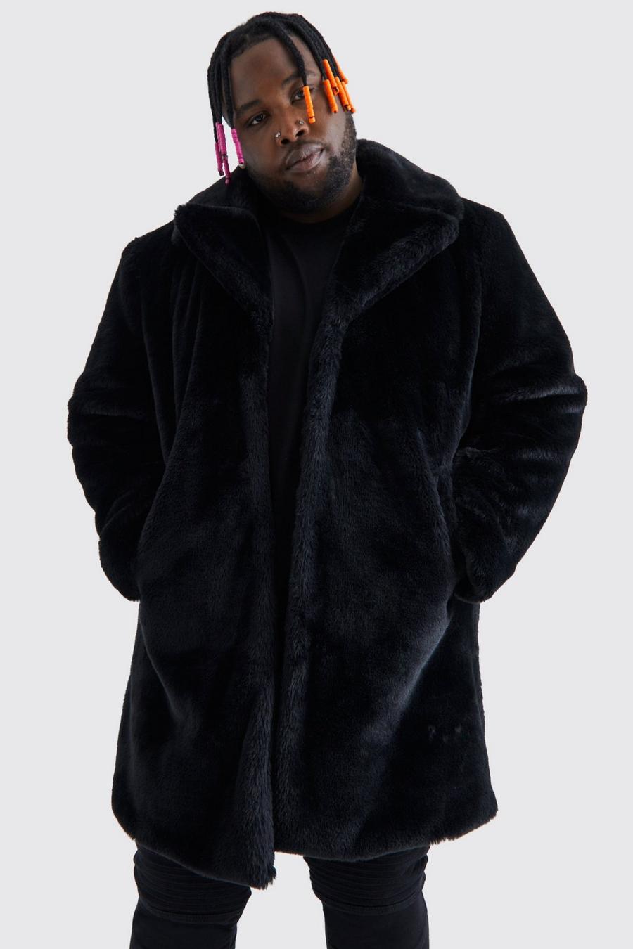 Black svart Plus Faux Fur Overcoat