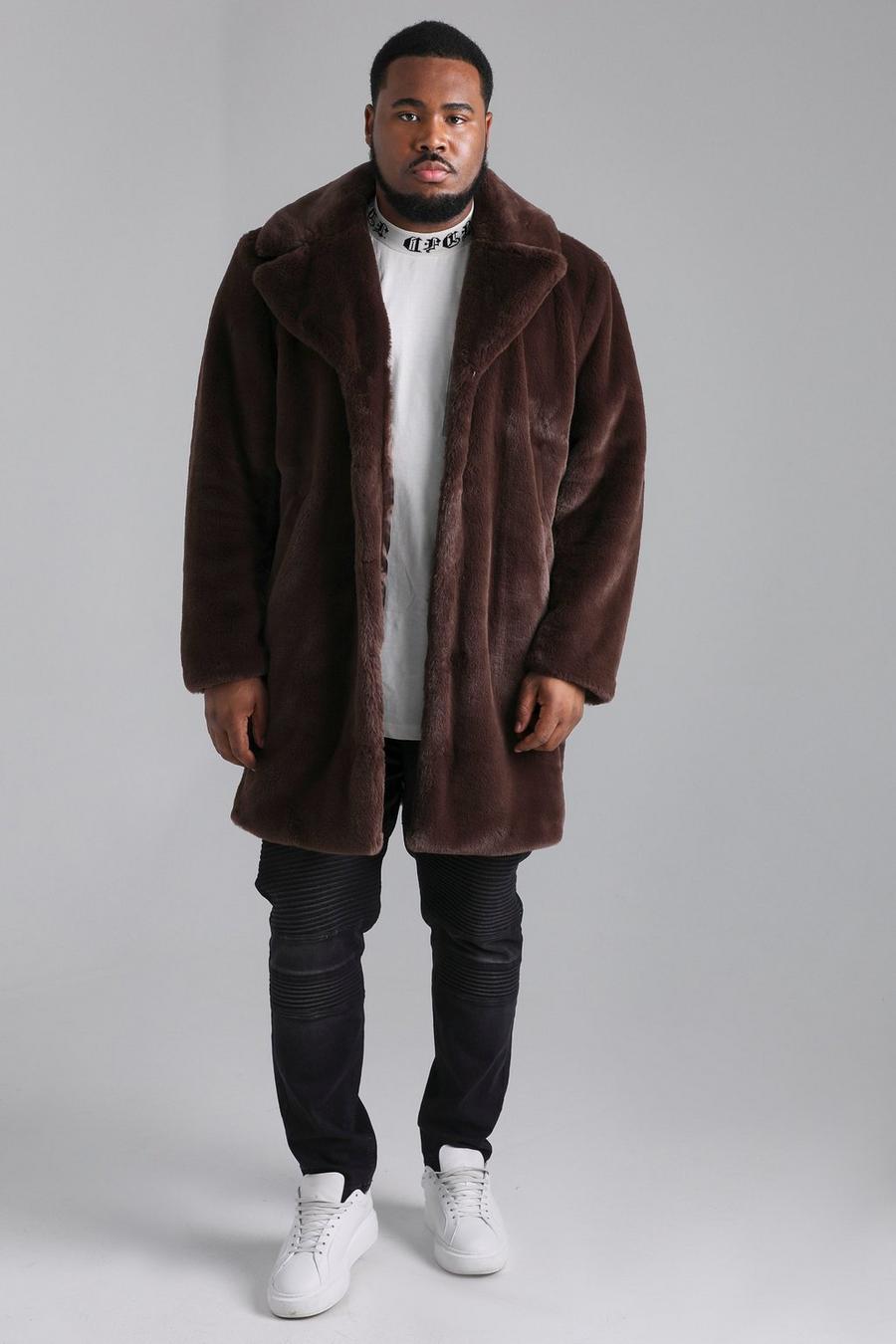 Chocolate brun Plus Faux Fur Overcoat
