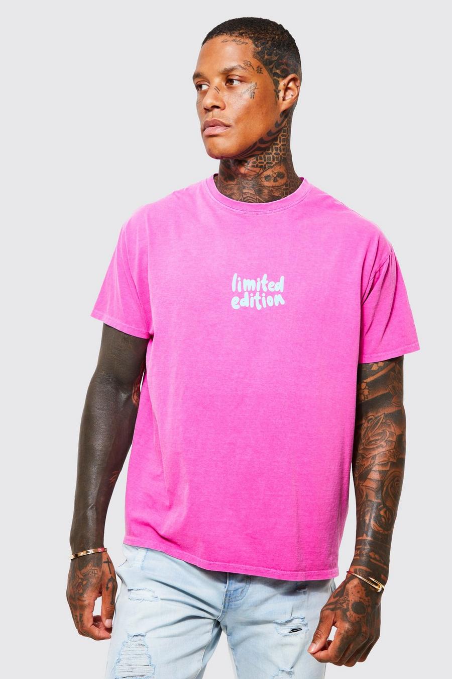 T-shirt oversize sovratinta Limited Edition, Pink rosa