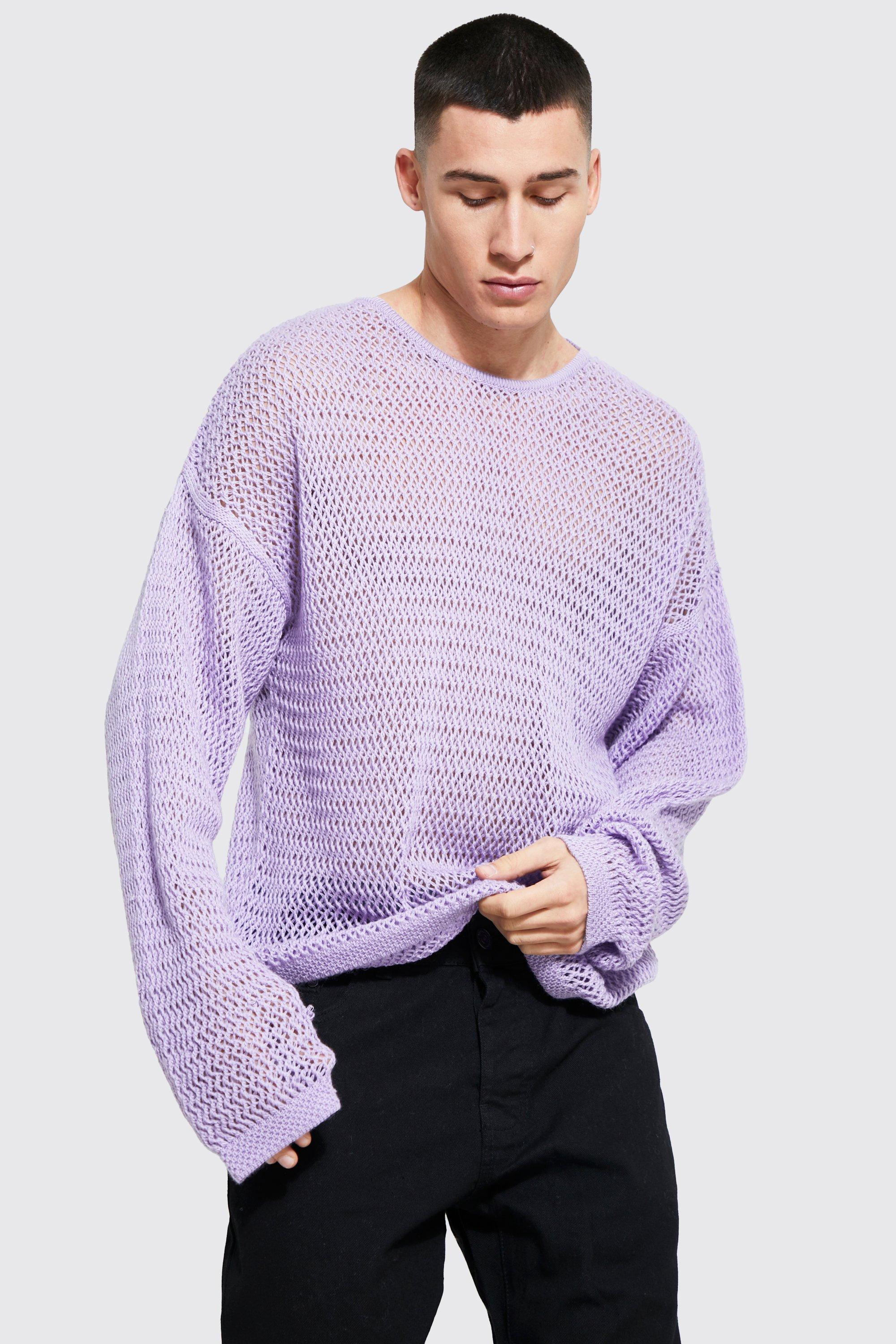 ASOS Longline T-shirt With Curved Hem In Lilac in Purple for Men