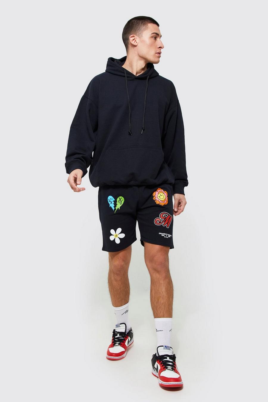 Black svart Oversize hoodie och shorts