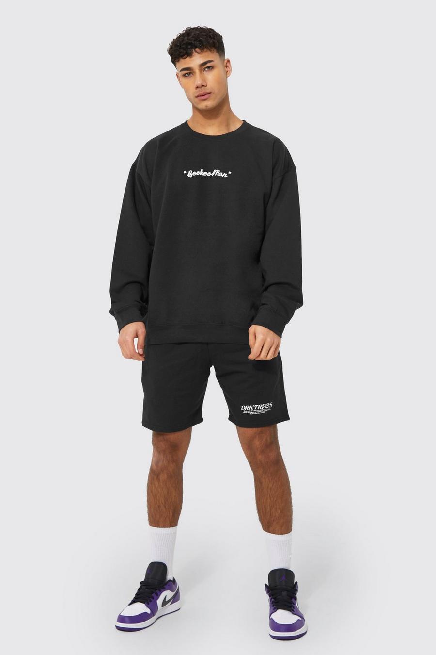 Black svart Oversize sweatshirt och shorts