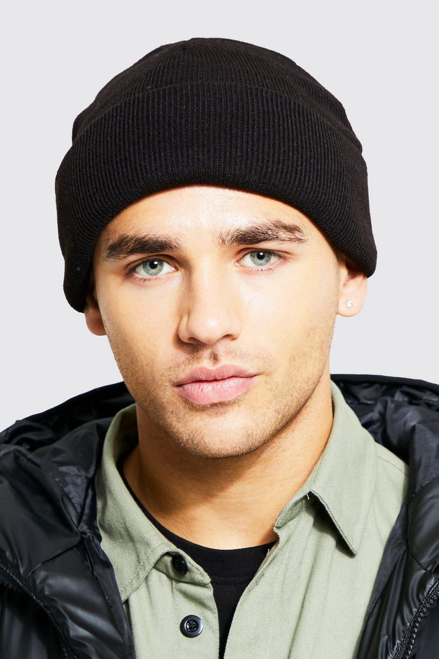 Black Flat Knit Micro Beanie image number 1