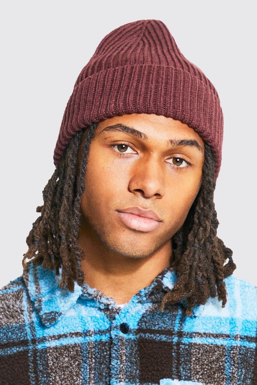 Gerippte Oversize Beanie, Chocolate image number 1