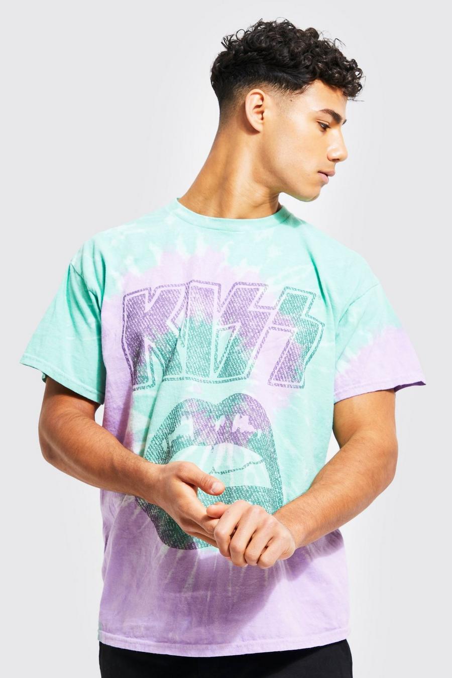 Oversize Batik T-Shirt mit lizenziertem Kiss-Print, Multi image number 1
