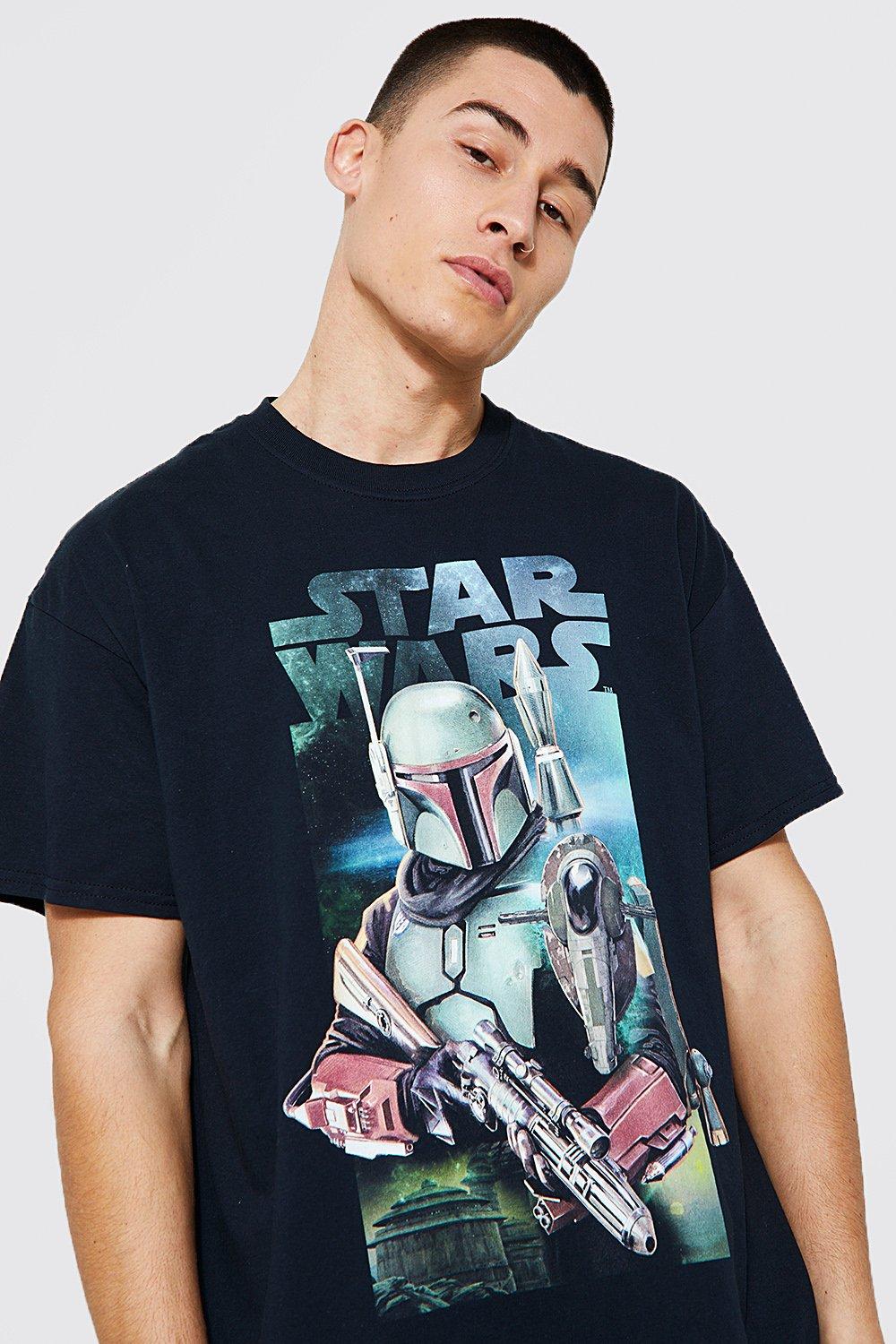 boohooMAN Men's Oversized Acid Wash Star Wars License T-Shirt