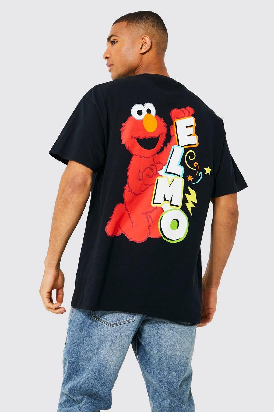 Black nero טישרט אוברסייז ממותג עם הדפס Elmo