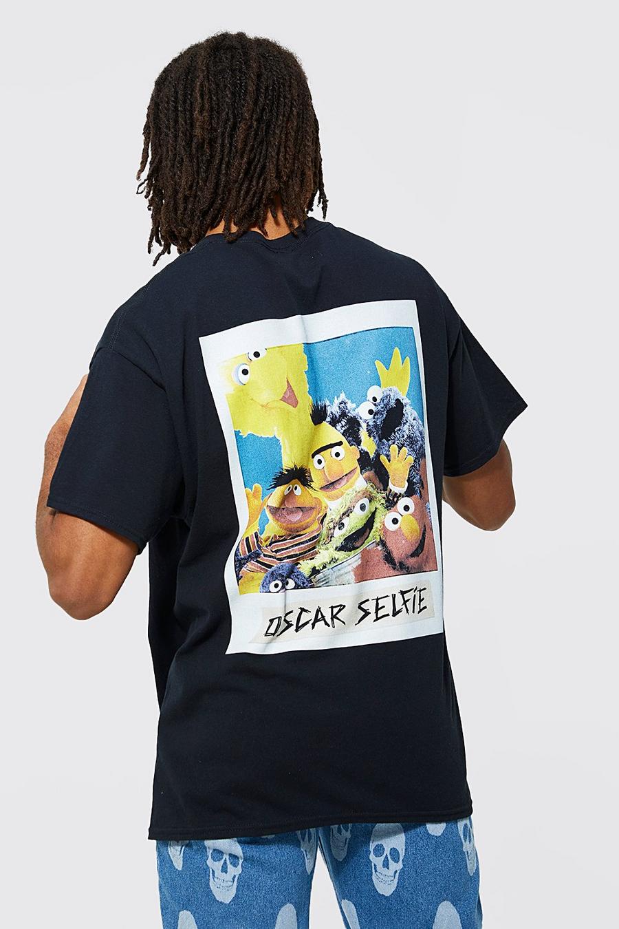T-shirt oversize à imprimé Sesame Street, Black noir