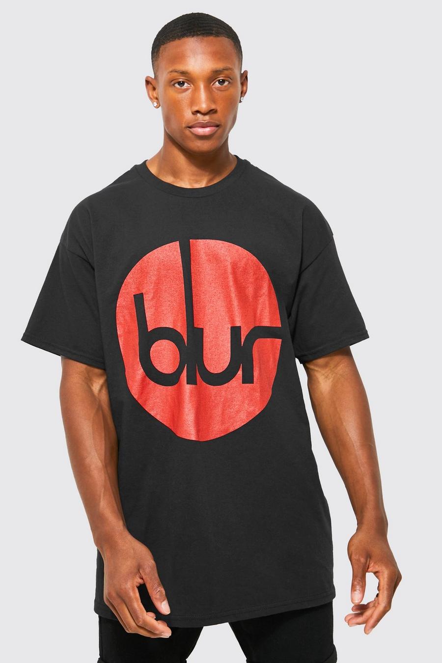 Black Oversized Blur License T-shirt image number 1