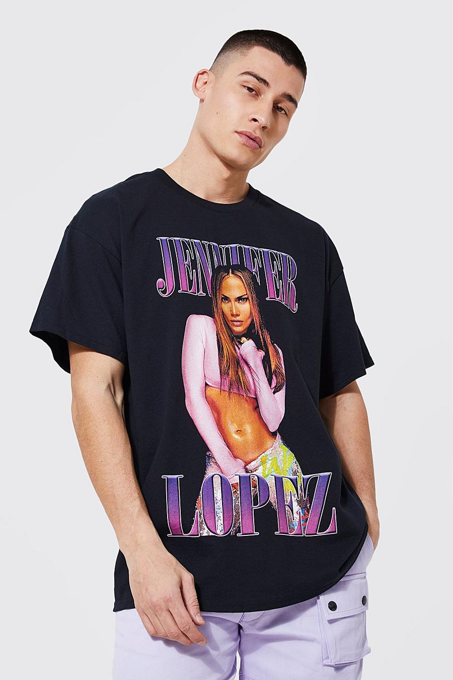 T-shirt oversize à imprimé Jennifer Lopez, Black image number 1