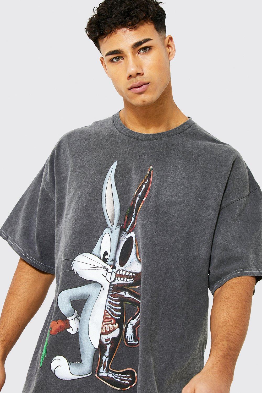 Camiseta oversize con estampado de esqueleto de Bugs Bunny