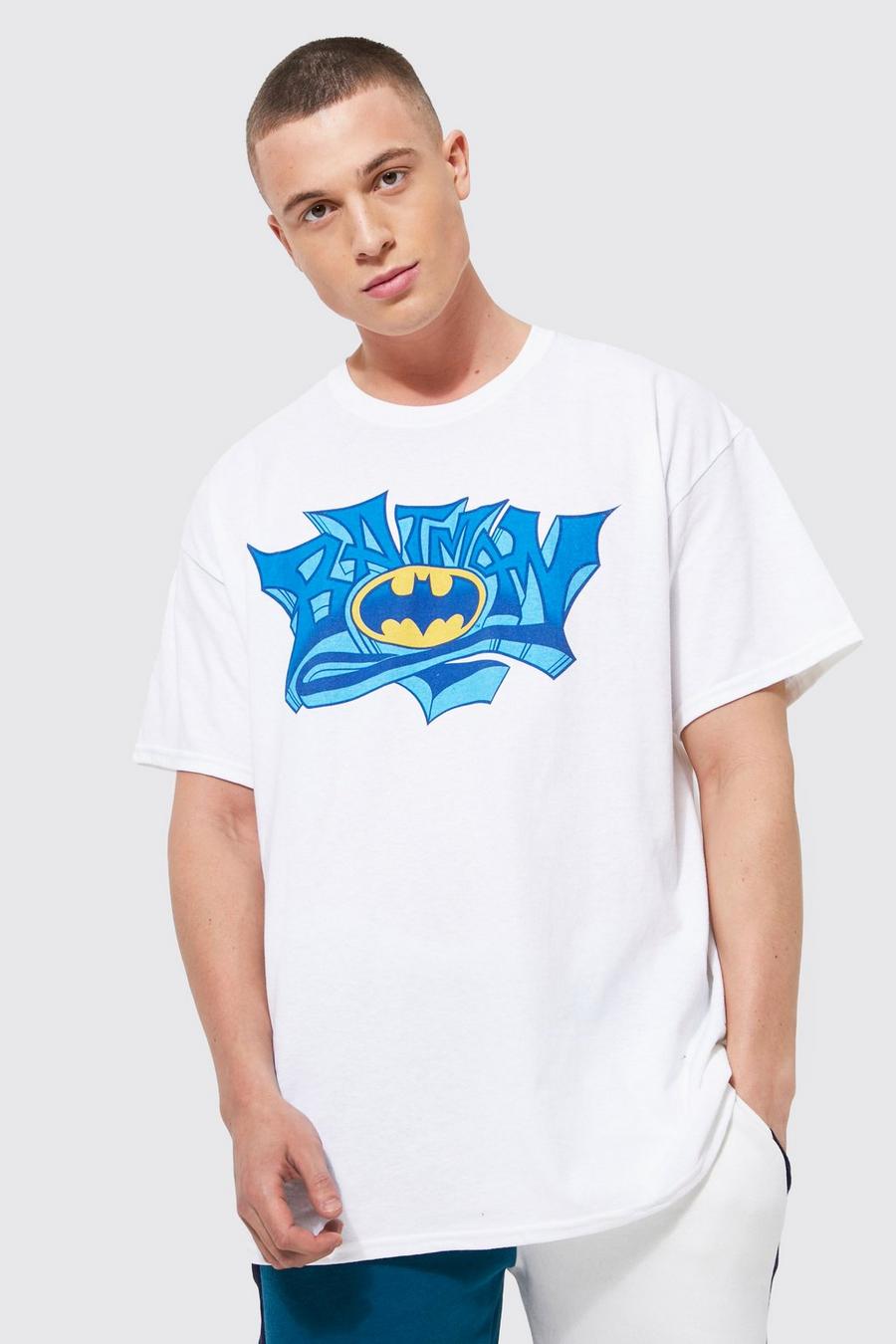 White Oversized Batman License T-shirt image number 1