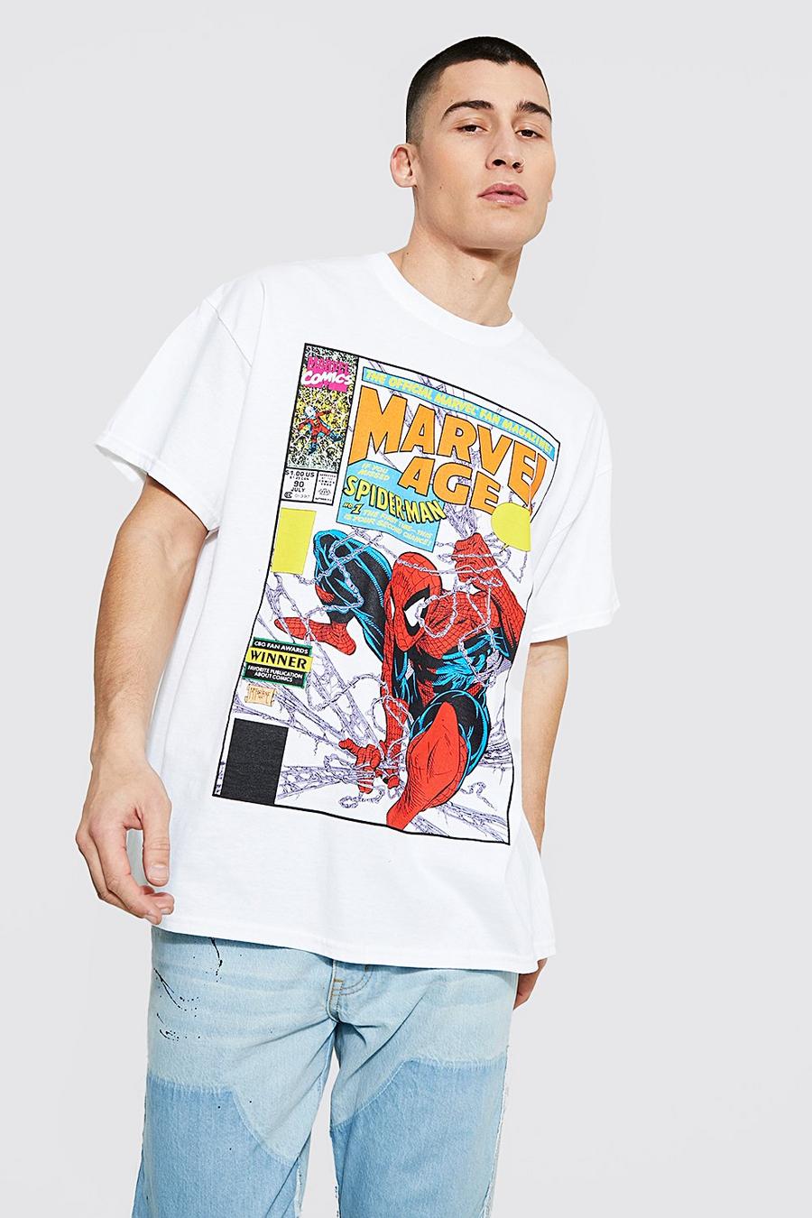 White Spiderman T-shirt med tryck image number 1