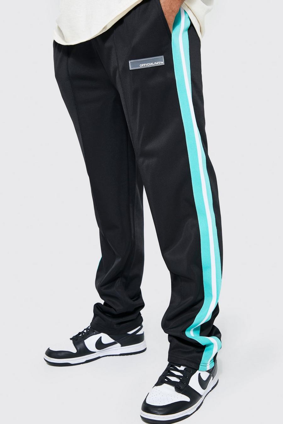 Pantalón deportivo Regular de tejido por urdimbre con cinta MAN Official, Black negro