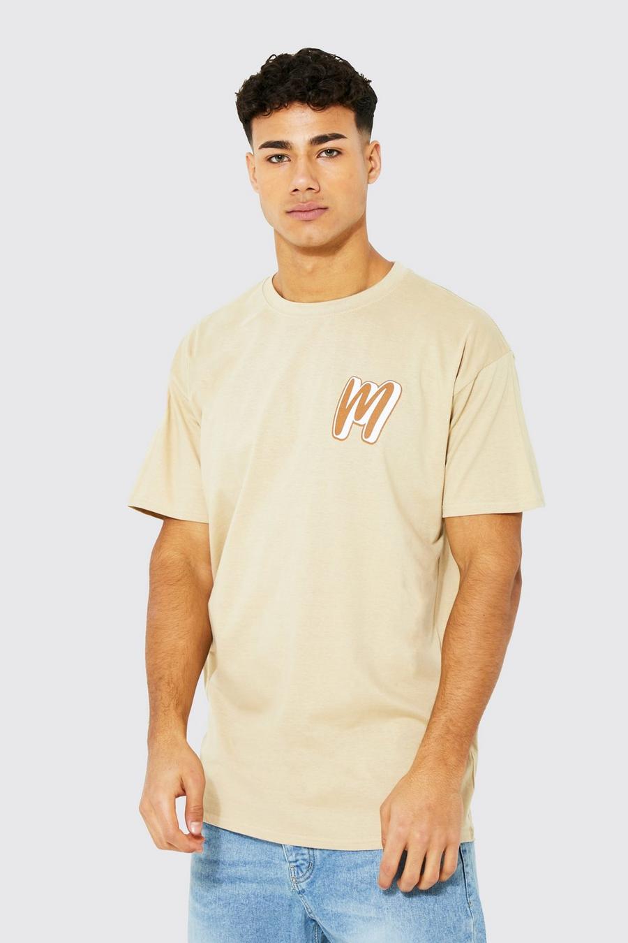Sand beige Oversized M Logo T-shirt