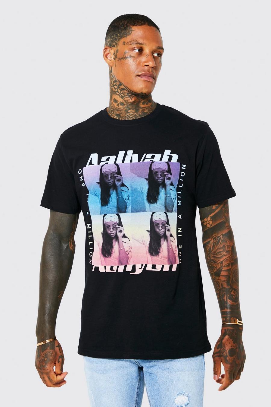 Oversize T-Shirt mit Printiertem Aaliyah-Print, Black schwarz image number 1
