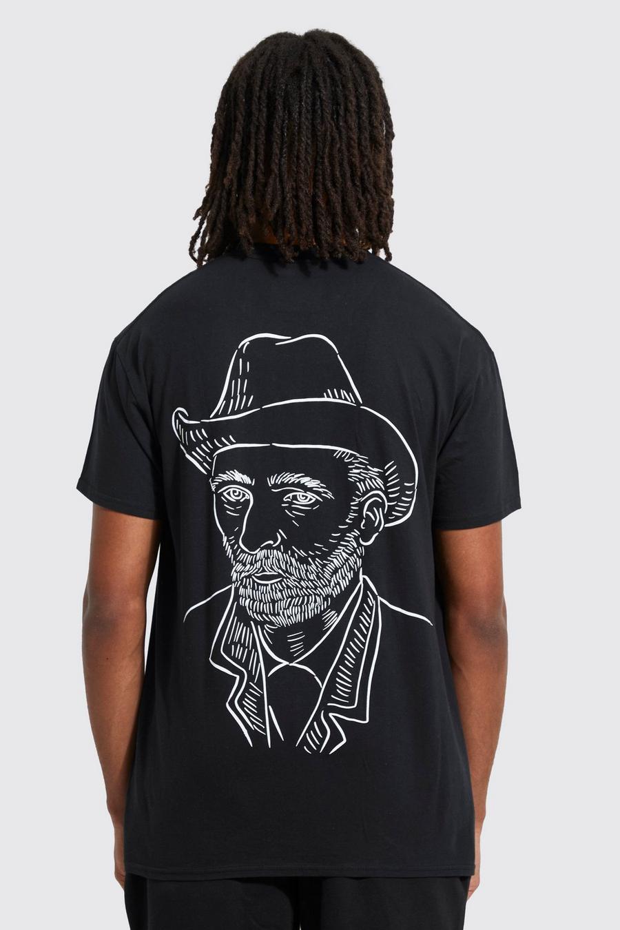 Oversize T-Shirt mit lizenziertem Van Gogh Print, Black noir image number 1
