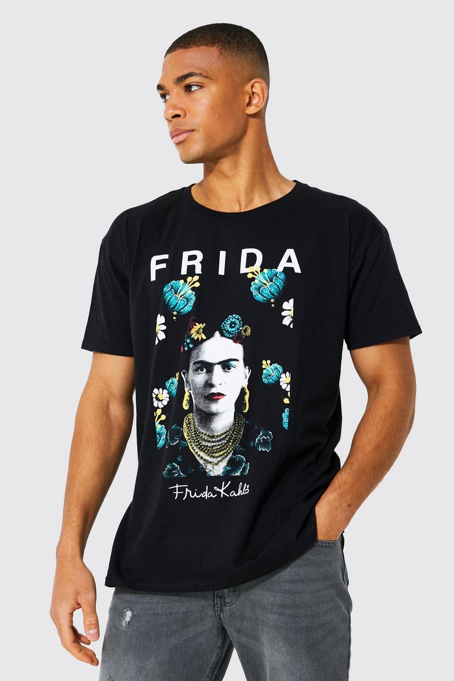 Oversize T-Shirt mit lizenziertem Frida Kahlo Print, Black noir