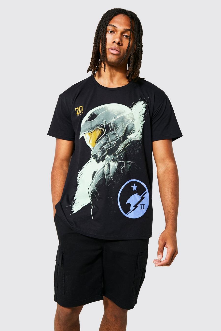 Camiseta oversize con estampado de Halo, Black image number 1