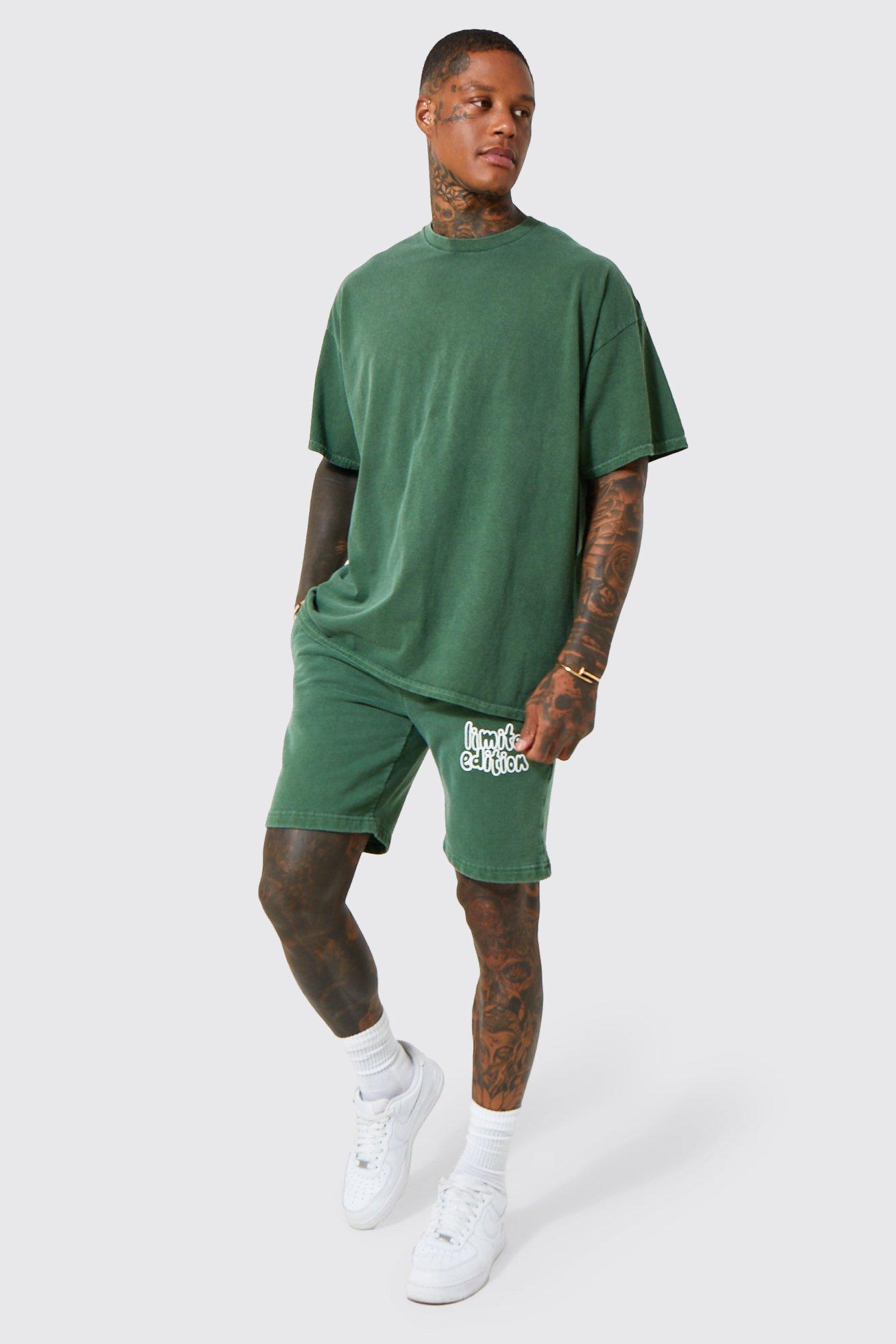 Green t shirt and shorts best sale