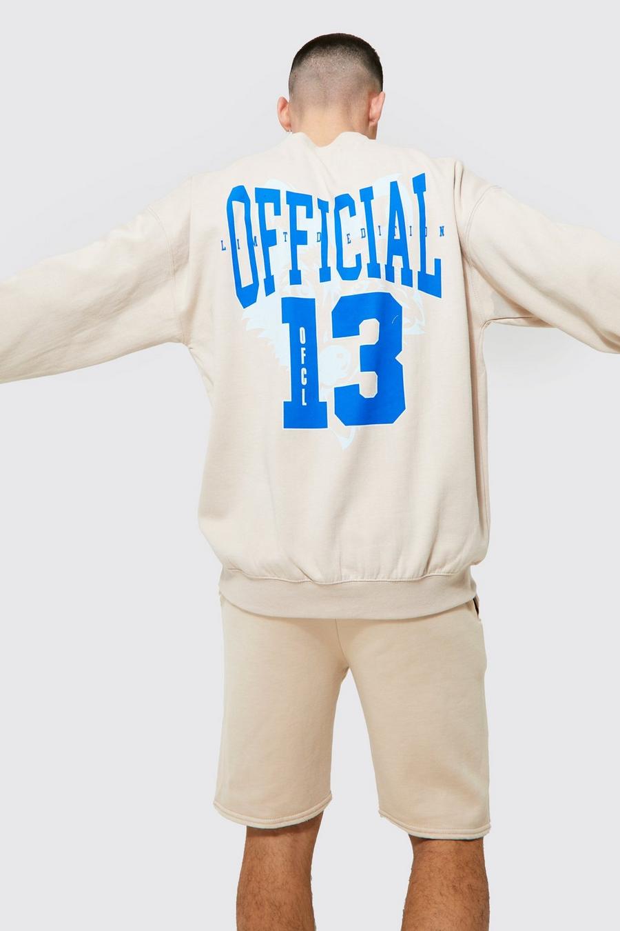 Sand Oversized Official Sweater Short Tracksuit image number 1