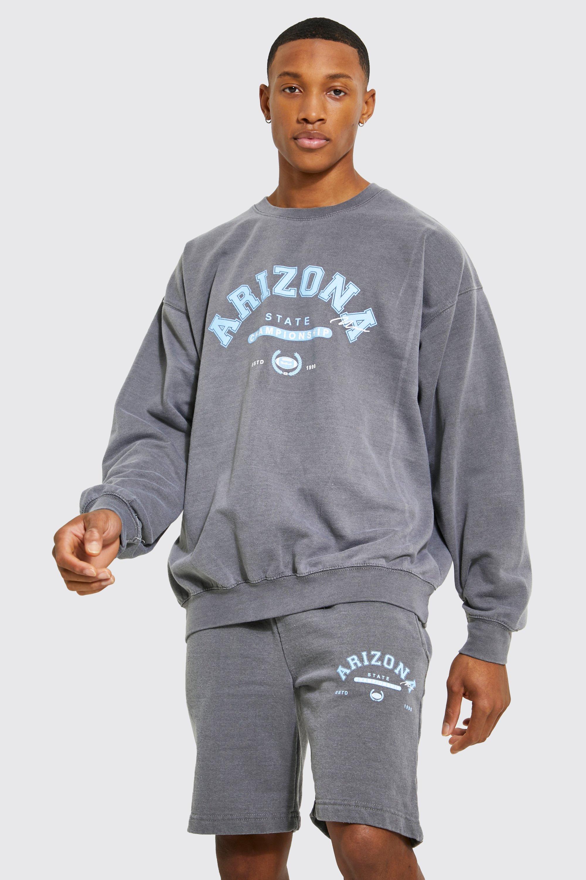 Boohoo Oversized Arizona Sweatshirt Short Tracksuit in Sand Natural Womens Mens Clothing Mens Activewear gym and workout clothes Tracksuits and sweat suits 
