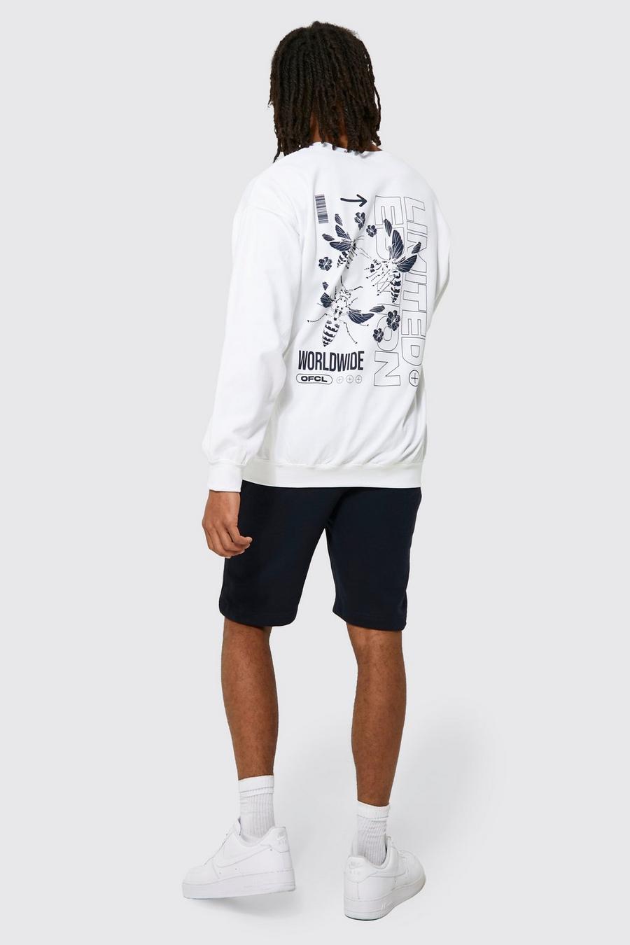 Navy Oversize blommig sweatshirt och shorts image number 1