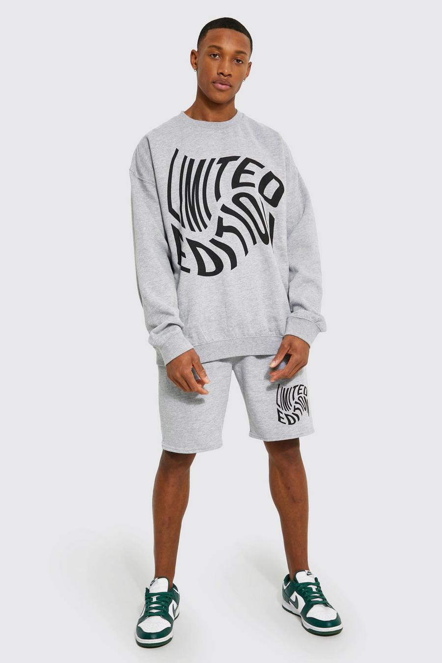 Grey marl Edition Oversize sweatshirt och shorts image number 1