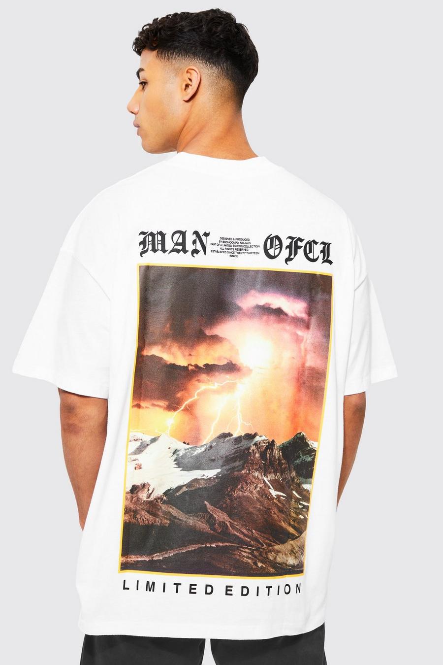 White bianco Oversized Graphic Extended Neck T-shirt image number 1