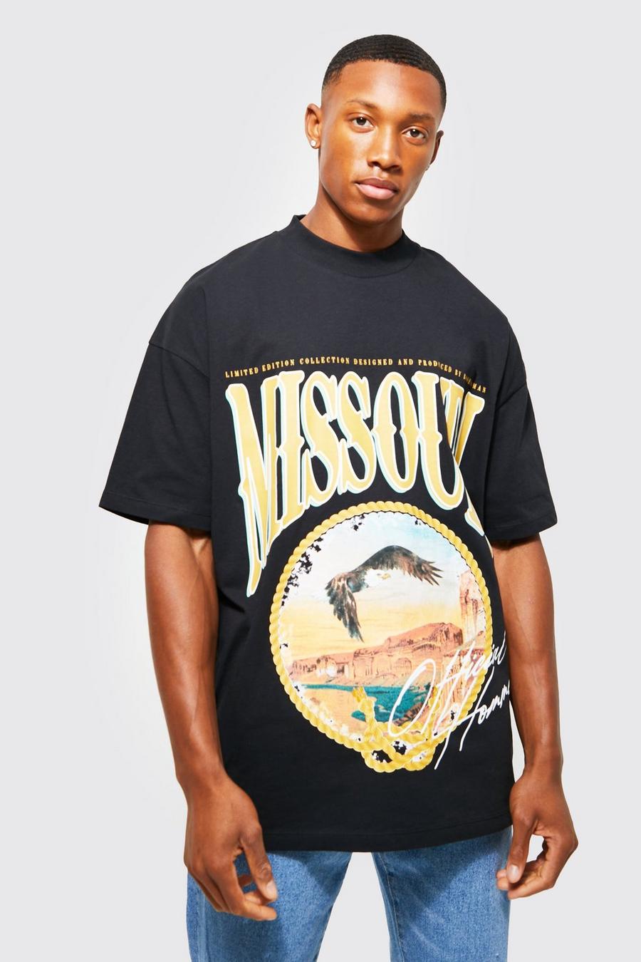 Black Oversized Missouri Extended Neck T-shirt image number 1
